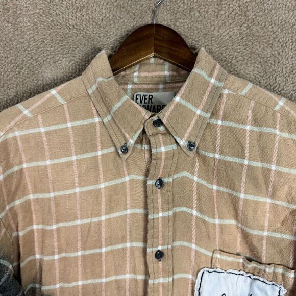 Ever Onward Shirt Tan Large Checked Tie Dye Flannel Support Your Local Mother‎ - Picture 2 of 9